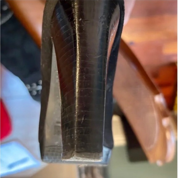 Stuart Weitzman. 9 1/2. Tall Suede Black boots with great chrome embellishments! - Picture 8 of 13